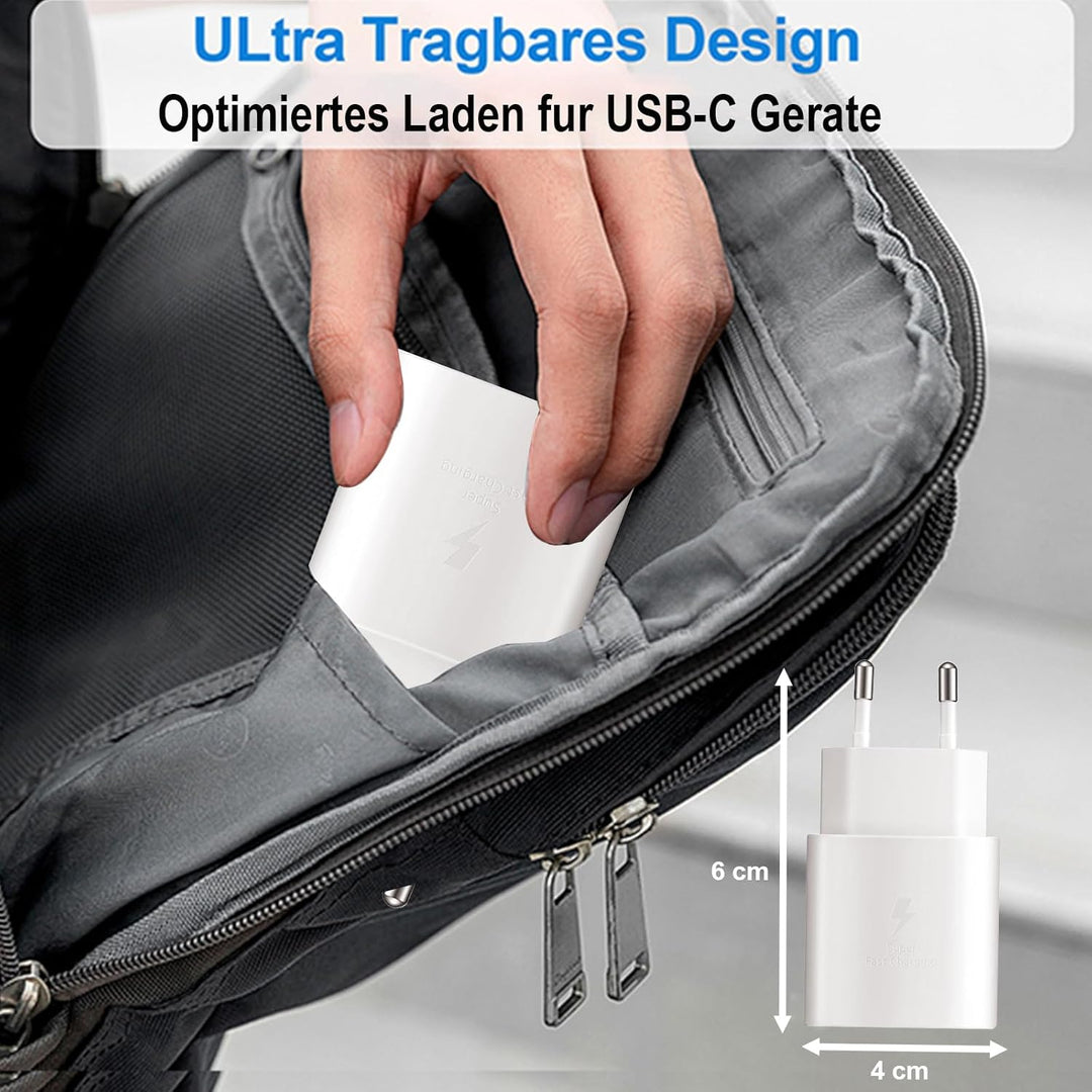 2er-Pack 25W USB C Schnellladegerät für Samsung Galaxy S26 S25 S24 S23 S22 S21 S20 FE Ultra Plus, A5