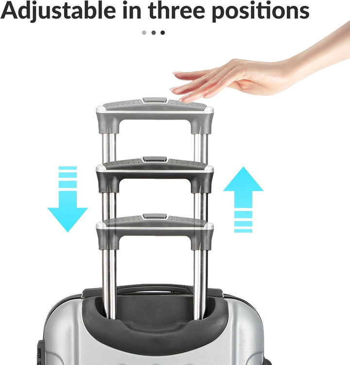 JOROBURO Kofferset 3 Teilig, ABS Hartschalenkoffer Set,Trolley Koffer mit 4 x 360°Drehbaren Rollen u