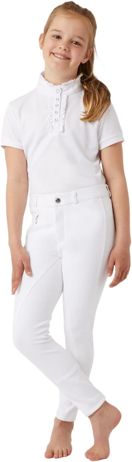 HORZE Kinder Reithose Active, Vollbesatz Reithose Mädchen mit Silikon 8 Weiss, Weiss 8