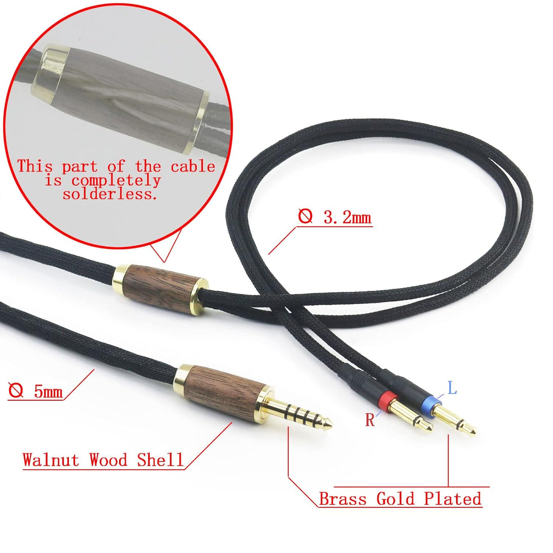 4,4 mm symmetrisches Stecker 6N OCC Kupferkabel 4,4 mm symmetrisches Kabel kompatibel mit Denon AH-D