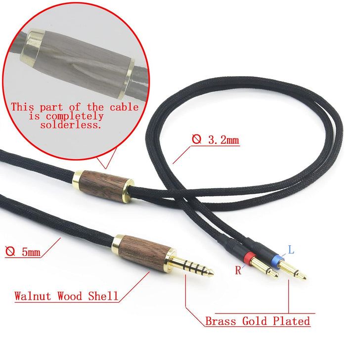 4,4 mm symmetrisches Stecker 6N OCC Kupferkabel 4,4 mm symmetrisches Kabel kompatibel mit Denon AH-D