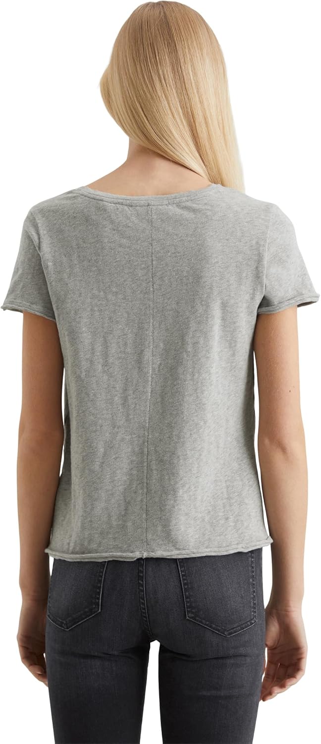 Marc O'Polo Denim Damen T-Shirt aus Bio-Baumwolle mit V-Ausschnitt XXS Grau, XXS Grau