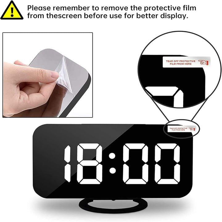 SZELAM Digitaler Wecker, Wecker am Bett, 7-Zoll-LED-Spiegelwecker, mit 2 USB-Ladeanschlüssen, Schlum