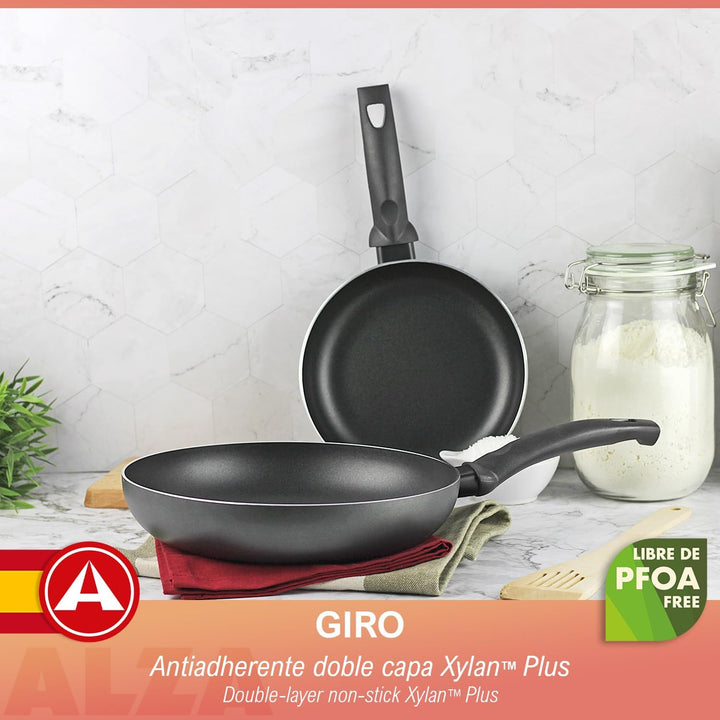 ALZA Giro - Pfannen-Set, Grau, 20 + 24 cm, dickes gepresstes Aluminium, Antihaftbeschichtung, doppel