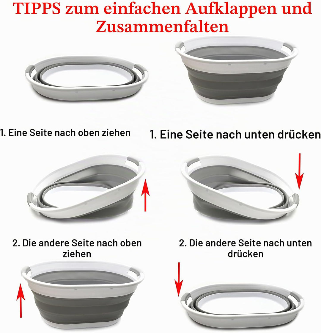 SAMMART 28L Faltbarer Wäschekorb aus Kunststoff - Ovale Wanne/Korb - Faltbarer Aufbewahrungsbehälter