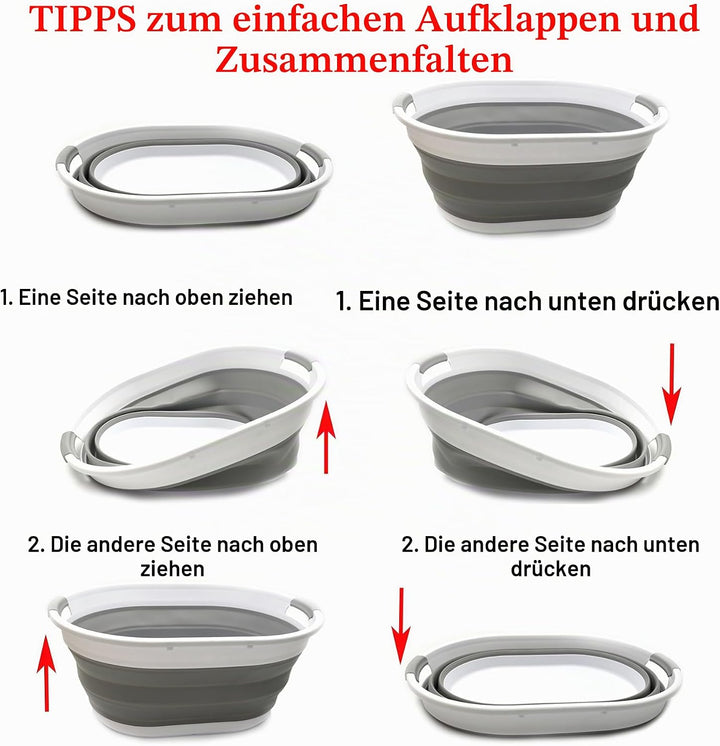 SAMMART 28L Faltbarer Wäschekorb aus Kunststoff - Ovale Wanne/Korb - Faltbarer Aufbewahrungsbehälter