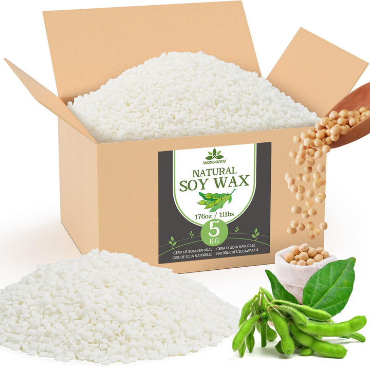 Sojawachs für Kerzen 5KG, Premium Kerzenwachs, Kerzenwachs zum Giessen &amp; Kerzenherstellung, 100% Nat