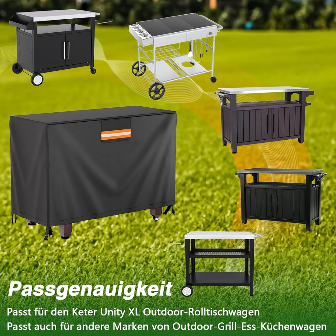 EVRBUL Tischwagen-Abdeckung, 137 cm (54’’) Aussengrill-Vorbereitungstischabdeckung passend für Keter