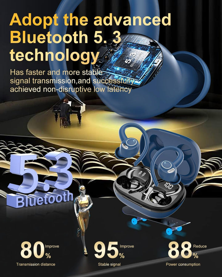 Bluetooth Kopfhörer Sport, in Ear Kopfhörer Kabellos Bluetooth 5.3 mit HD Mic, Herausragender Sound,