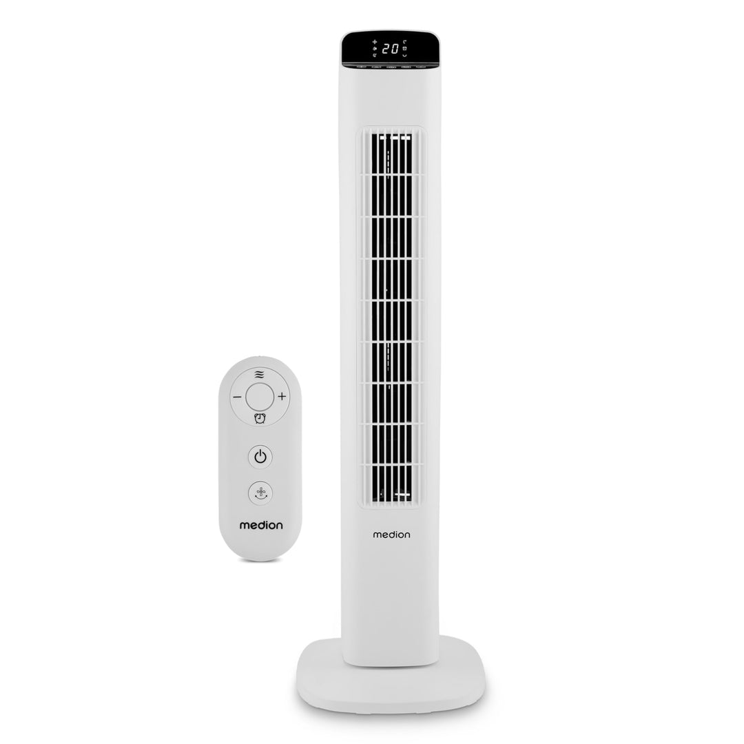 MEDION P15 TF Turmventilator mit Fernbedienung (5 Geschwindigkeitsstufen, leiser Schlafmodus, 45 Wat