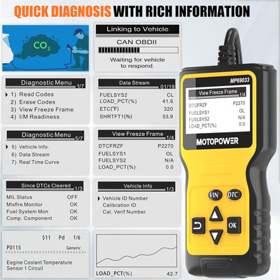 MOTOPOWER MP69033 Auto OBD2 Scanner Codeleser Motor-Fehlercode-Leser Scanner CAN Diagnosegerät für a