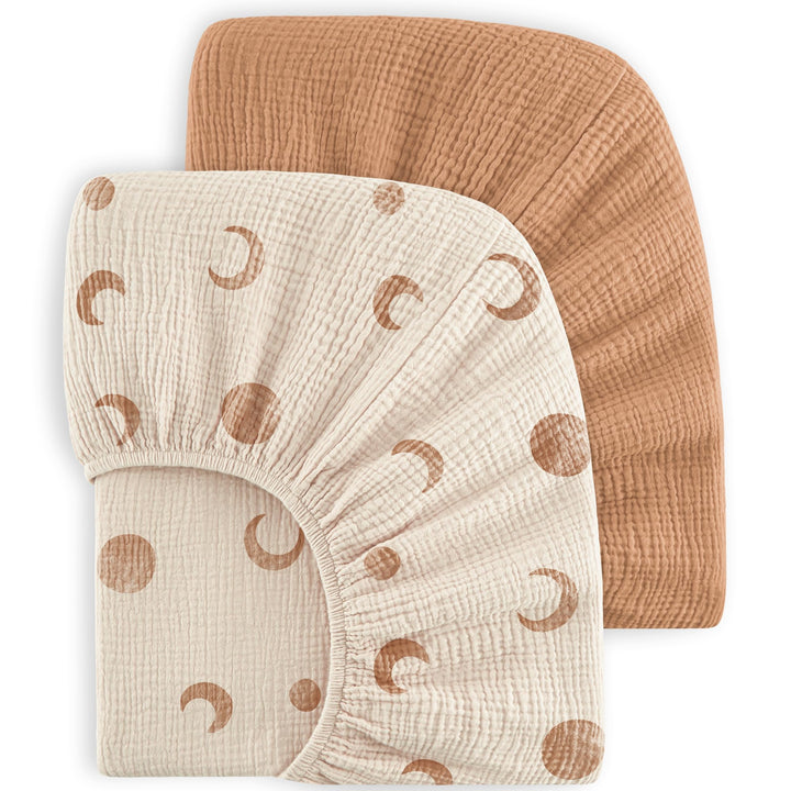 Bearmoss 2er Set Kinder Spannbettlaken,Musselin-Bettlaken 100% Baumwolle Baby-Bettlaken 60x120cm/140