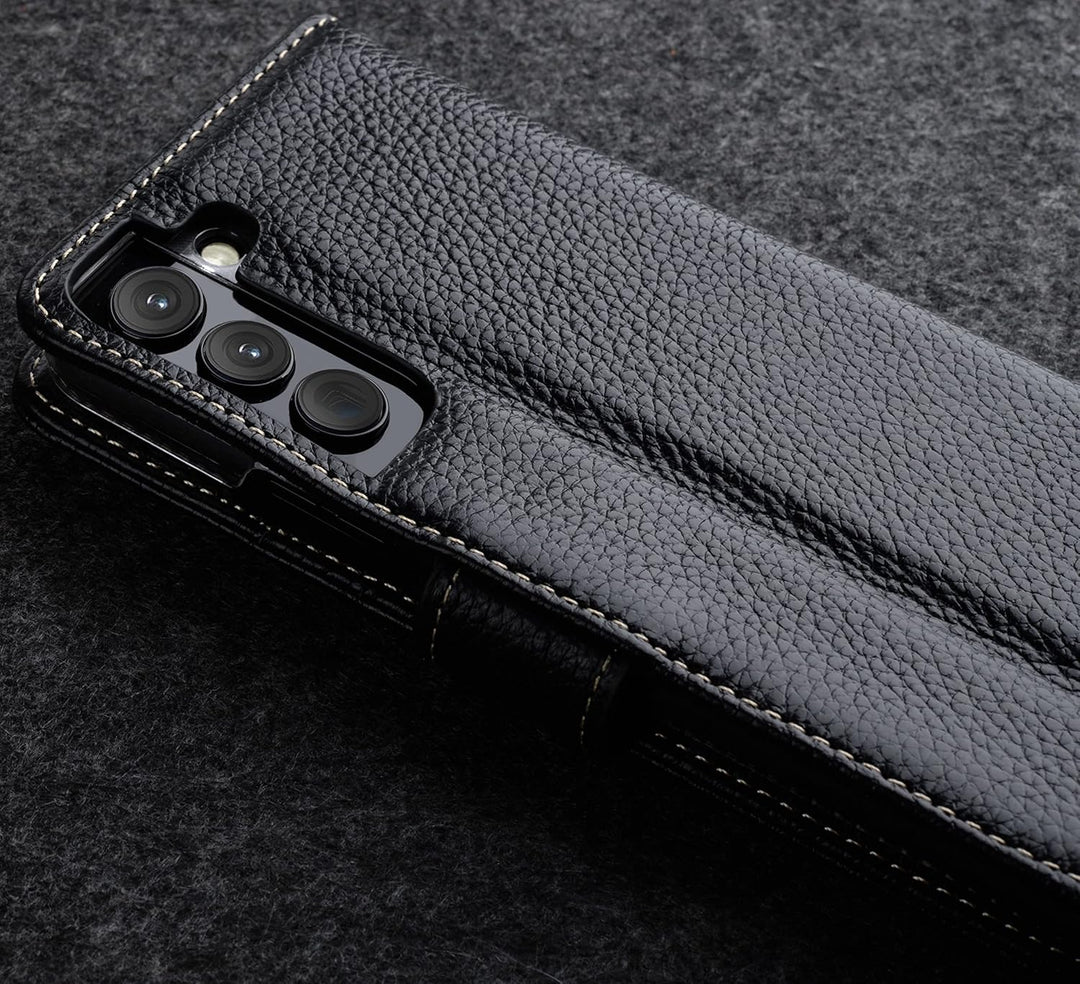 STILGUT Talis kompatibel mit Samsung Galaxy S22 Hülle mit Kartenfach aus Leder, Wallet Case, Lederhü