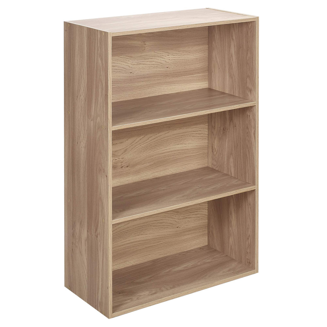 URBNLIVING Oslo Bücherregal, 3 Etagen, Holz, breit, Eiche, Eiche