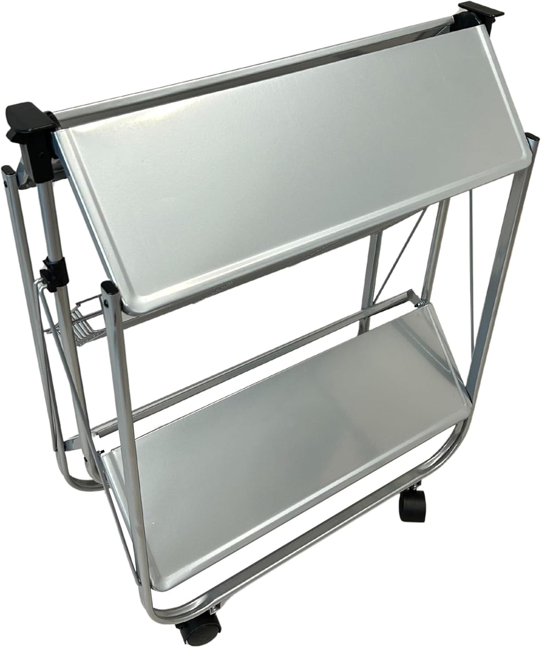 abc HOME | Servierwagen Klappbar Grau 70cm Hoch – Mobiler Küchenwagen mit Rollen – Platzsparende Din