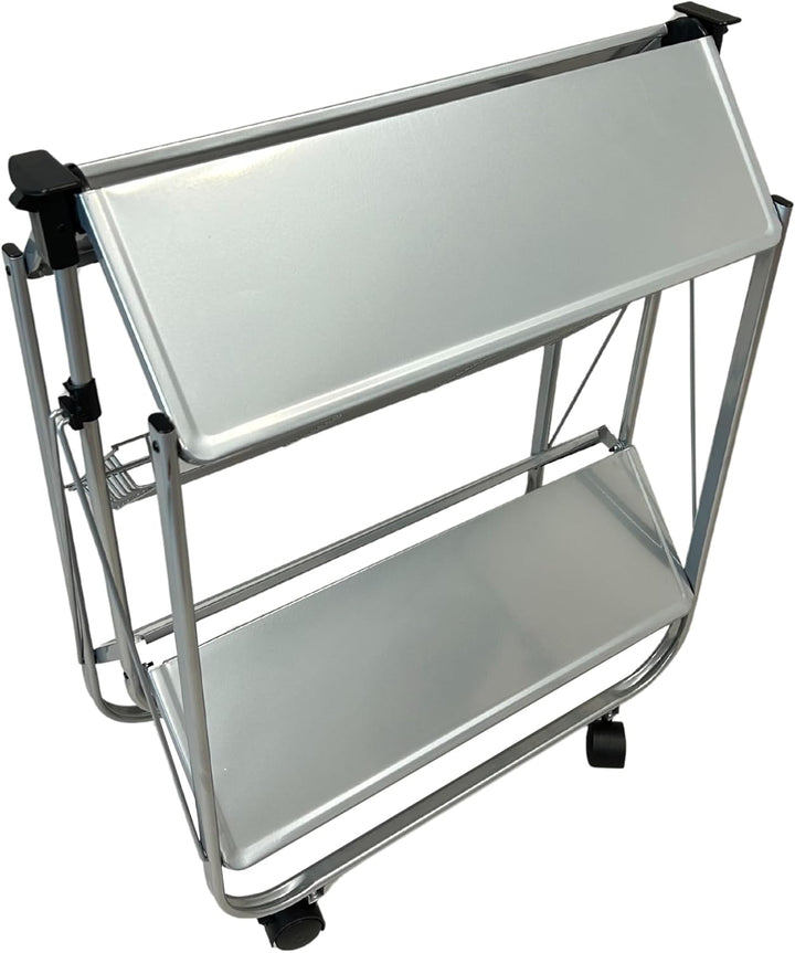abc HOME | Servierwagen Klappbar Grau 70cm Hoch – Mobiler Küchenwagen mit Rollen – Platzsparende Din