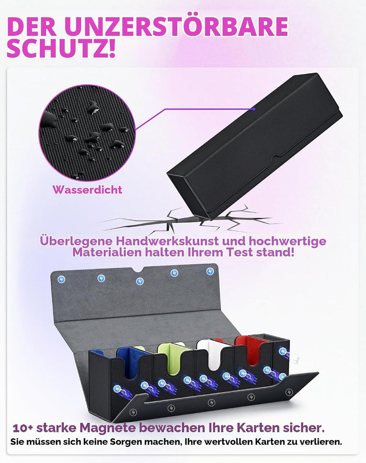 Sammelkarten Box mit Würfelablage für MTG,Premium-Kartenbox mit starkem Magnet zur Aufbewahrung für