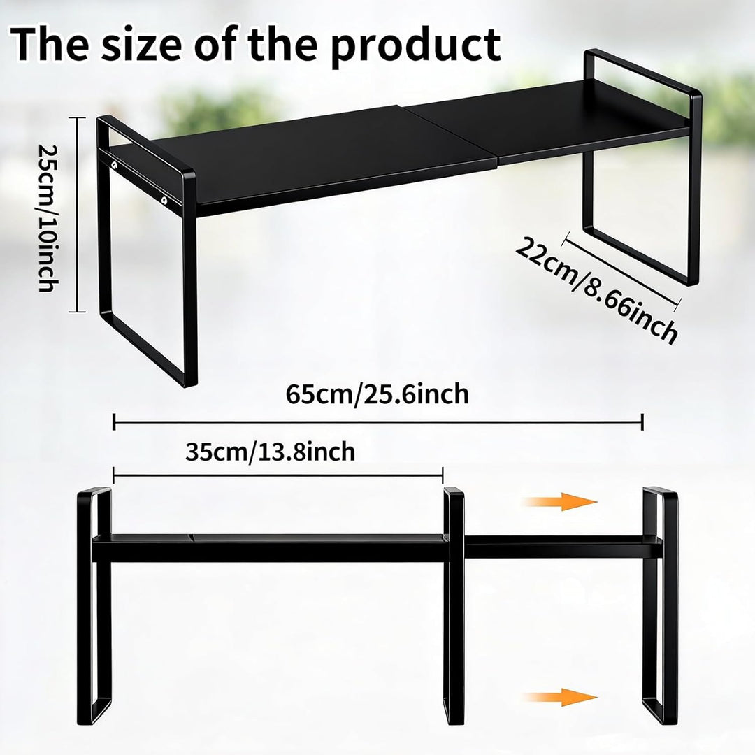 Erweiterbares Schrankregal, Küchenregal Organizer 35-65cm Verstellbarer, Regaleinsatz, Gewürzregale,