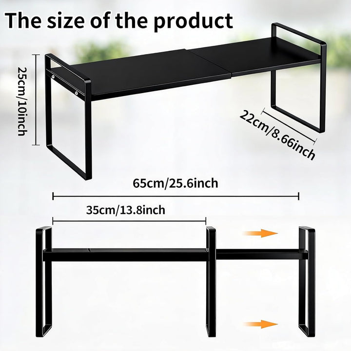 Erweiterbares Schrankregal, Küchenregal Organizer 35-65cm Verstellbarer, Regaleinsatz, Gewürzregale,