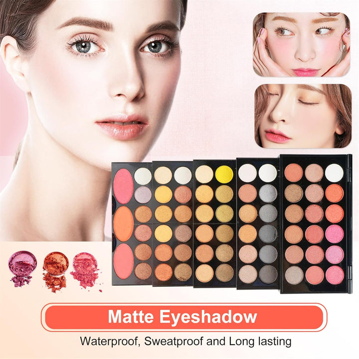 BrilliantDay 148 Farben Lidschatten Palette Contouring Kit Kombination mit Blusher und Press Powder,