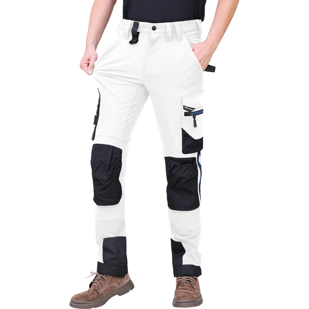 WORK IDEA Herren Slim-Fit Stretch Arbeitshose: Kritische Stoffbereiche aus Cordura – strapazierfähig