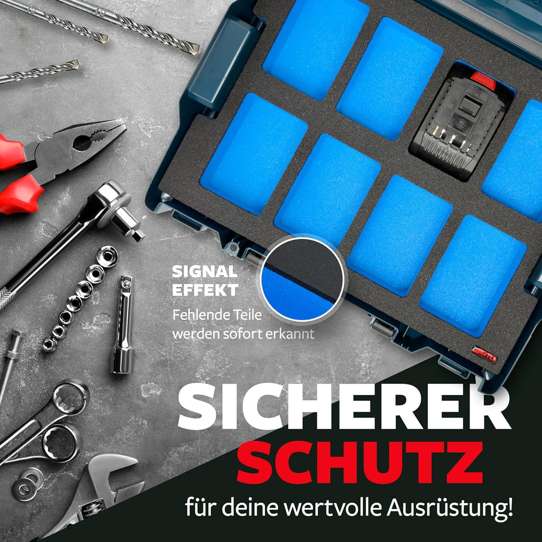 APTEX Schaumeinlage passend für 8x Bosch Akkus 18V ProCore 5.5Ah, 8.0Ah für L-Boxx 136 G4, LB4