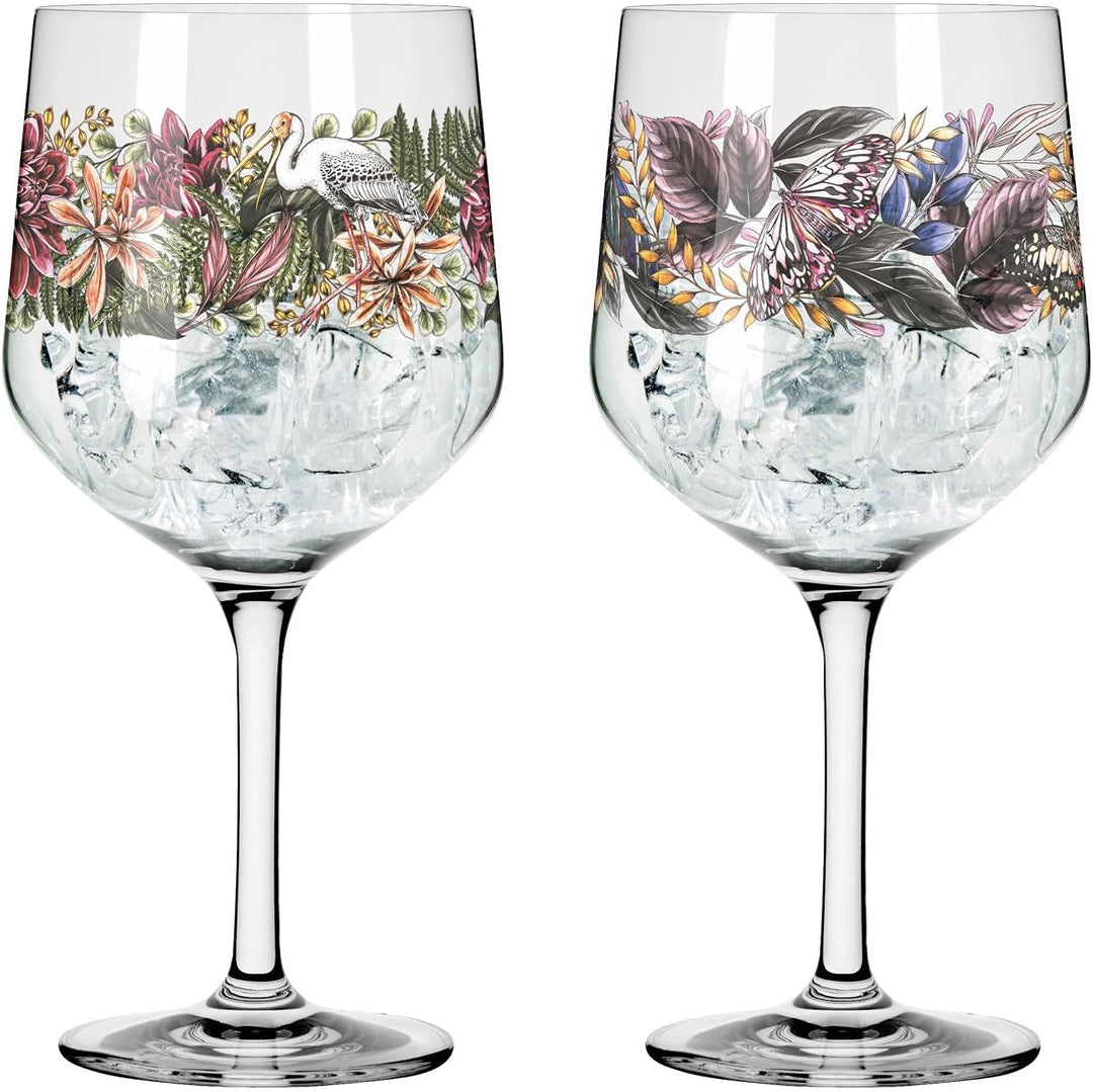 RITZENHOFF 3691001 Gin-Glas 700 ml - Serie Schattenfauna Set Nr. 1 – 2 Stück, Storch &amp; Schmetterling