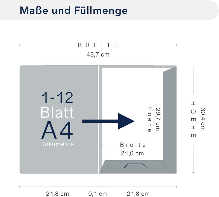 Präsentationsmappe A4 in Marineblau 20 Stück (wählbar) - erhältlich in 7 Farben - direkt vom Herstel
