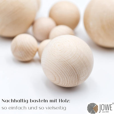 JOWE Holzkugel 15mm aus Buche ohne Bohrung 100 Stück - Kugel aus Holz ohne Loch made in Austria Durc