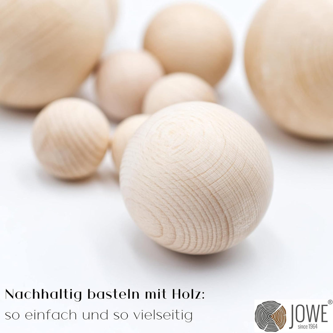 JOWE Holzkugel 20mm aus Buche ohne Bohrung 75 Stück - Kugel aus Holz ohne Loch made in Austria Durch