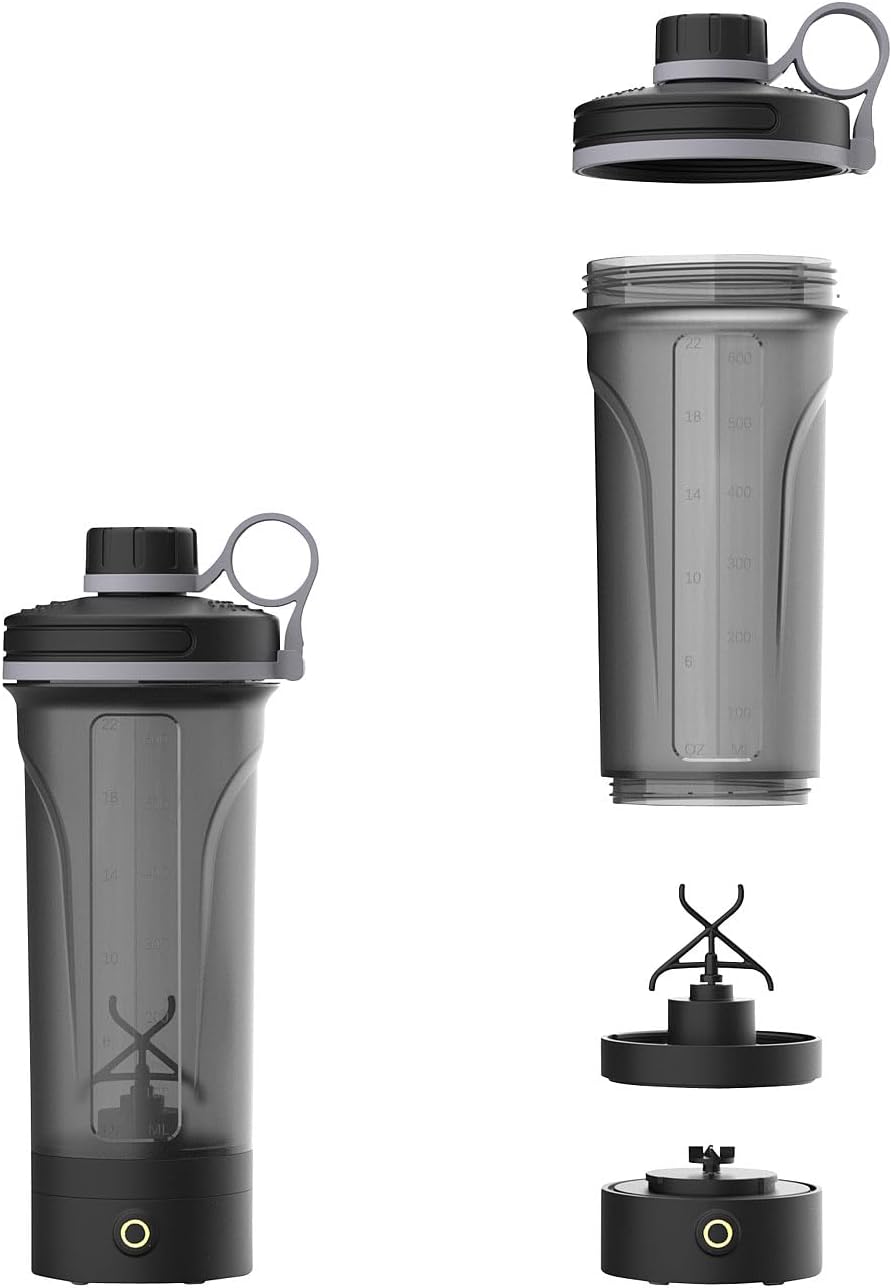 PEARL sports Eiweiss Mixer: 2er-Set Akku-Protein- und Milchshaker, 600 ml, spülmaschinenfest (akkube