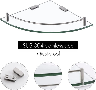 KES Duschablage Glas Eckregal Glasregal 7 mm Hartglas Glasablage für Badezimmer Regal Wandregal Dusc