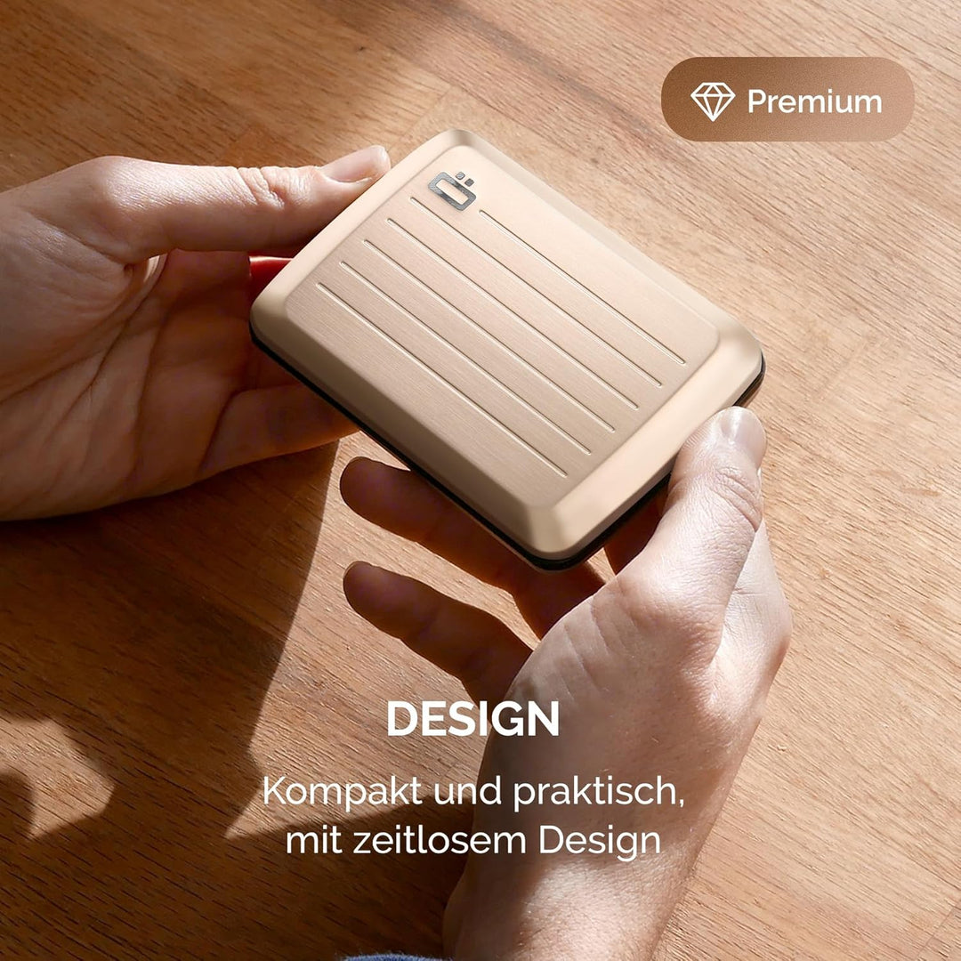 OGON Aluminium Geldbörse Smart Case V2 - Einfache Lagerung - Metallverschluss - Kartenetui mit RFID-