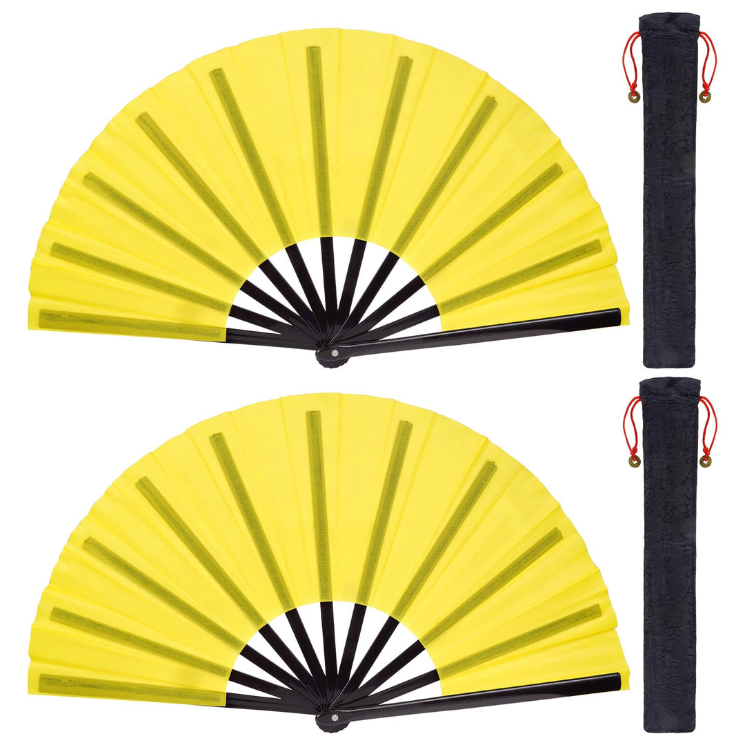 baotongle 2 Stück Grosse Faltbare Seide Hand Fächer Chinesischer Tai Chi Faltender Handfächer Nylon