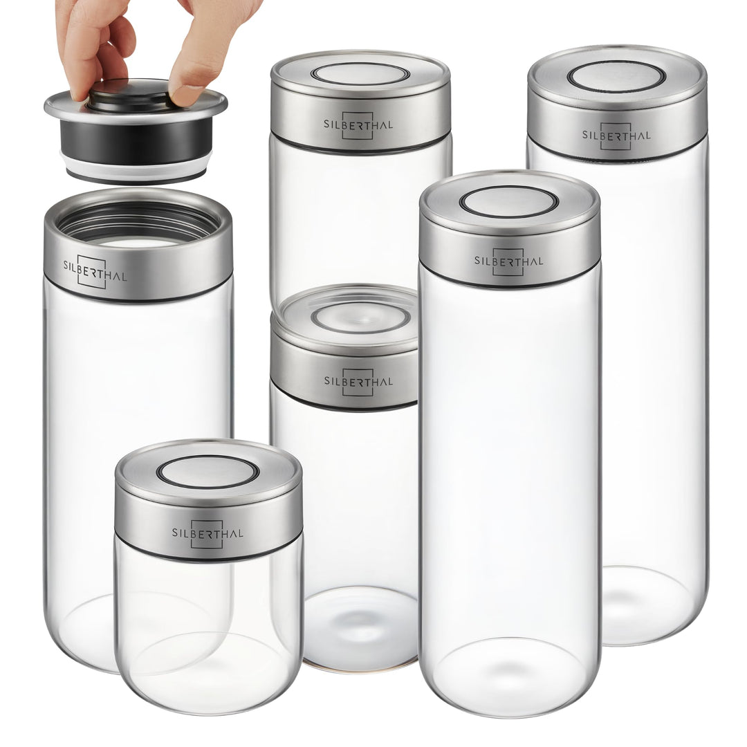 SILBERTHAL Vorratsglas mit Deckel 6er Set - Vorratsdosen für luftdichte & auslaufsichere Aufbewahrun