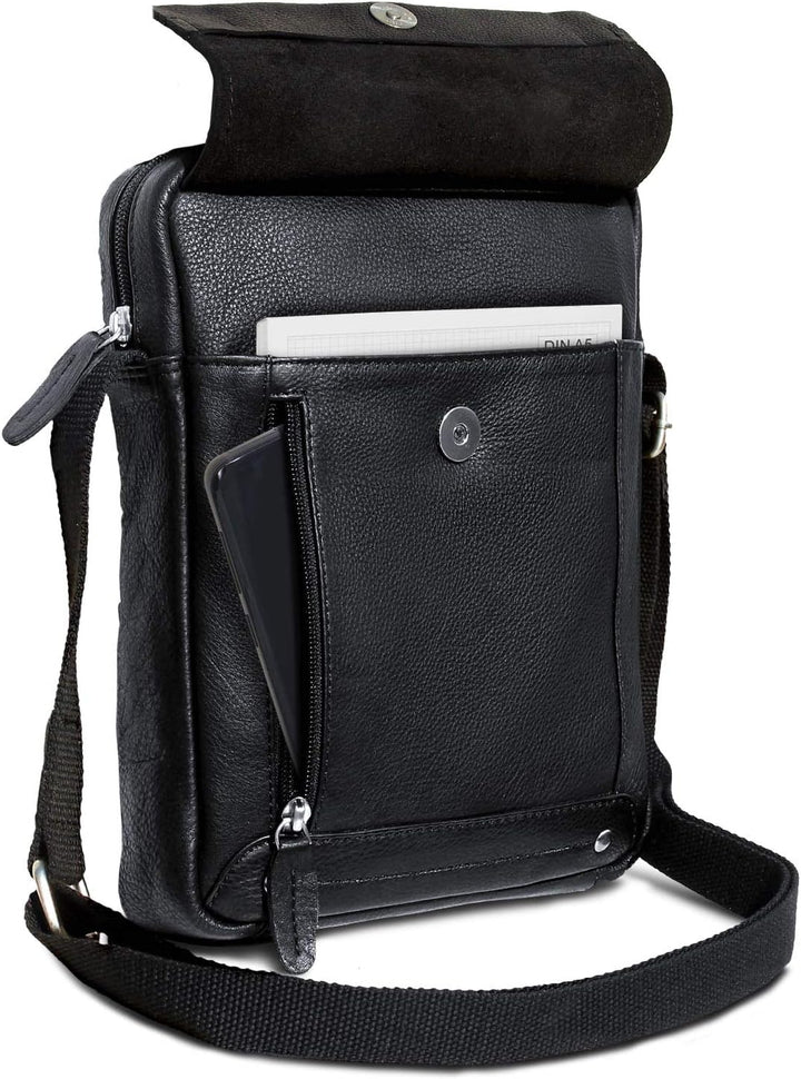 ROYALZ 'Idaho' Vintage Leder Umhängetasche Klein Herren Kompaktes Design Männer Ledertasche Mini Mes