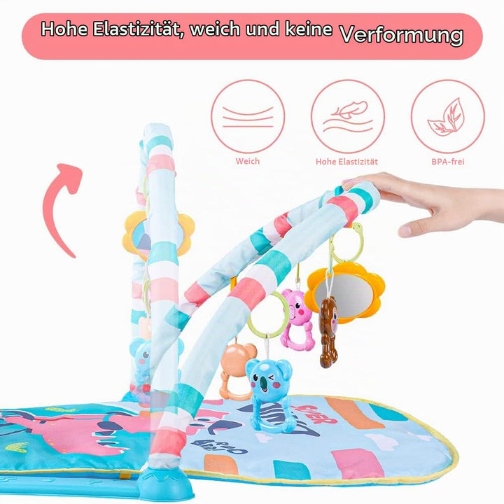 AOMIG Piano-Gym Spieldecke, Krabbeldecke mit Musik und Lichtern, Spielmatte mit Spielbogen abnehmbar
