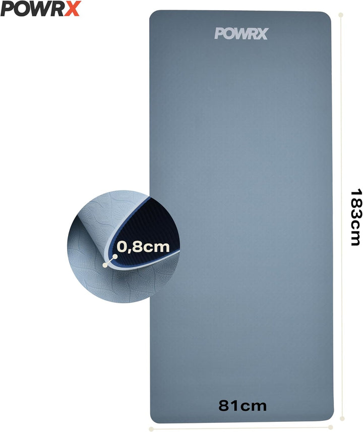 POWRX Gymnastikmatte - Trainingsmatte für Yoga, Gymnastik und Pilates Zu Hause - rutschfeste, Phthal