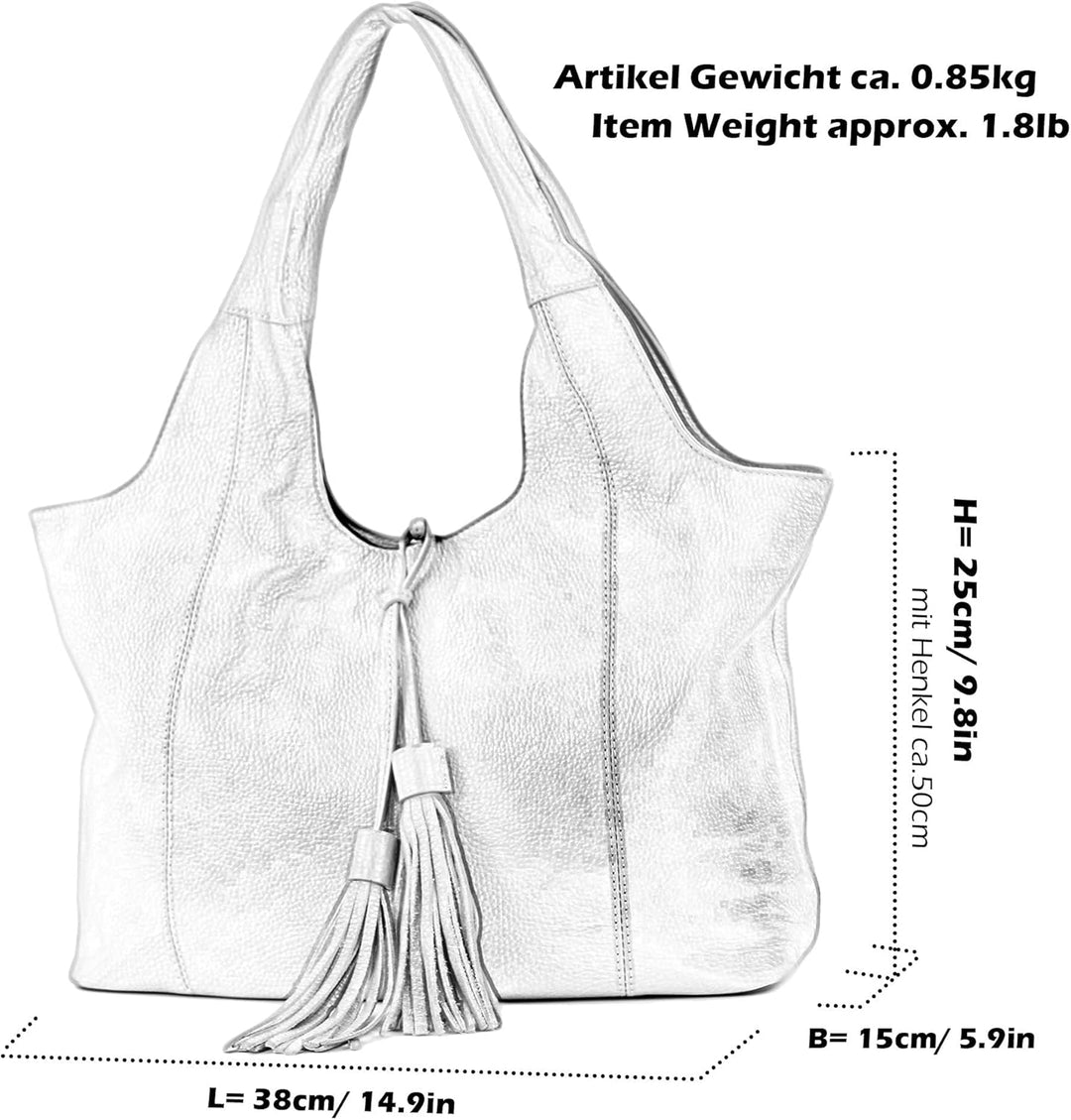 modamoda de - T105 - ital. Schultertasche Gross aus Leder Lila, Lila