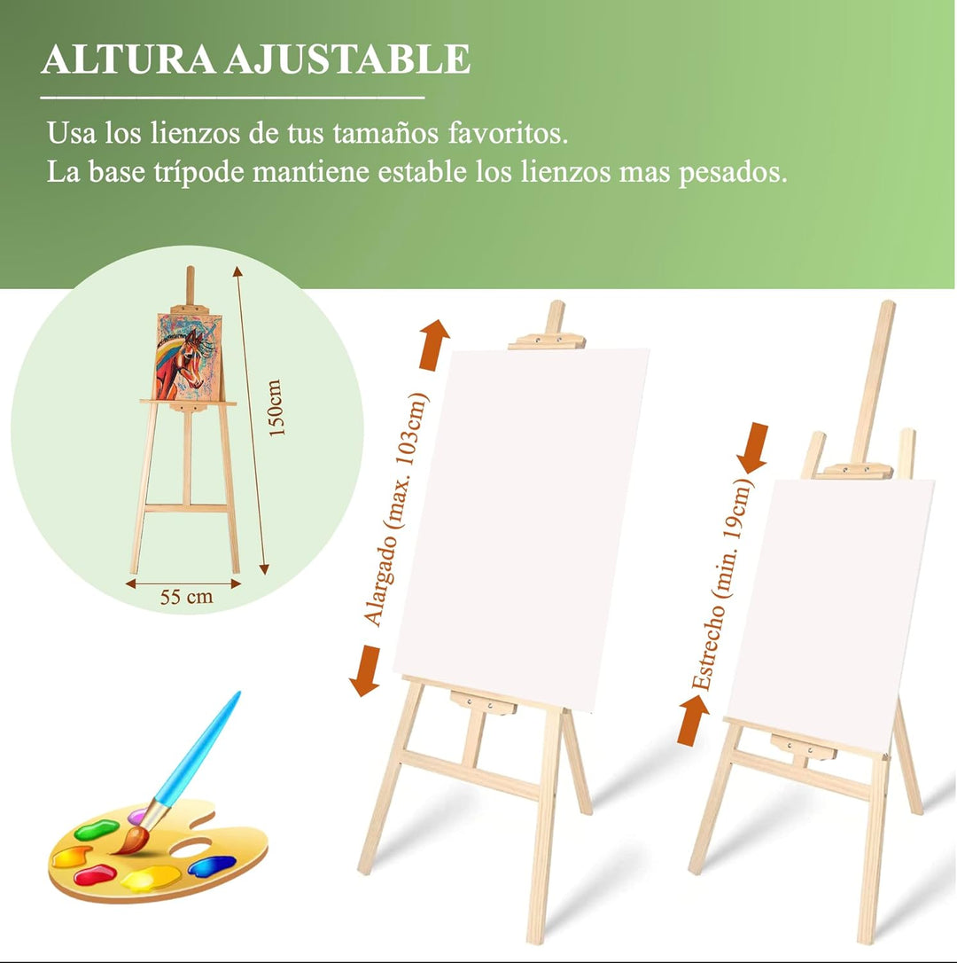 Professionelles Acryl-Staffelei inkl. Pinsel, Staffelei für grosse und kleine Leinwände, zusammenkla