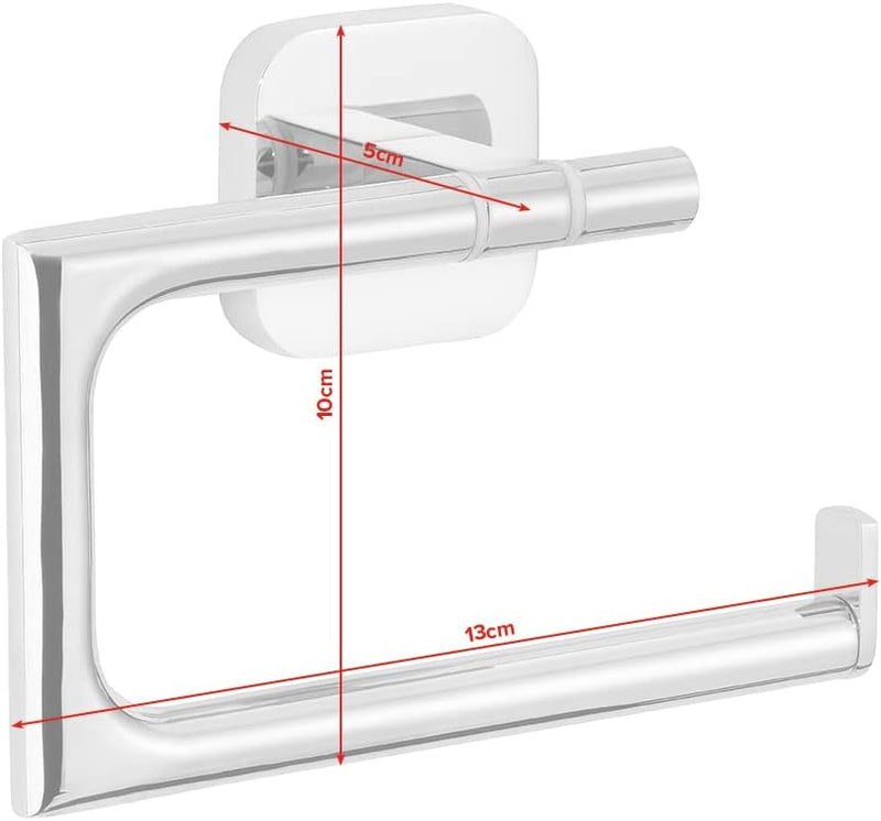 tesa ELEGAANT Handtuchring, verchromt - Handtuchhalter-Ring eckig - zur Wandbefestigung ohne Bohren,