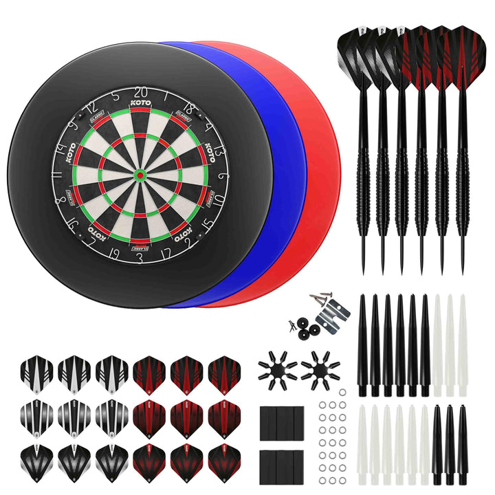 KOTO - King Classic Edition Schwarz Incl. Surround &amp; Accessory Kit Steeltip 90 Stücks, 2 Sets Dartpf
