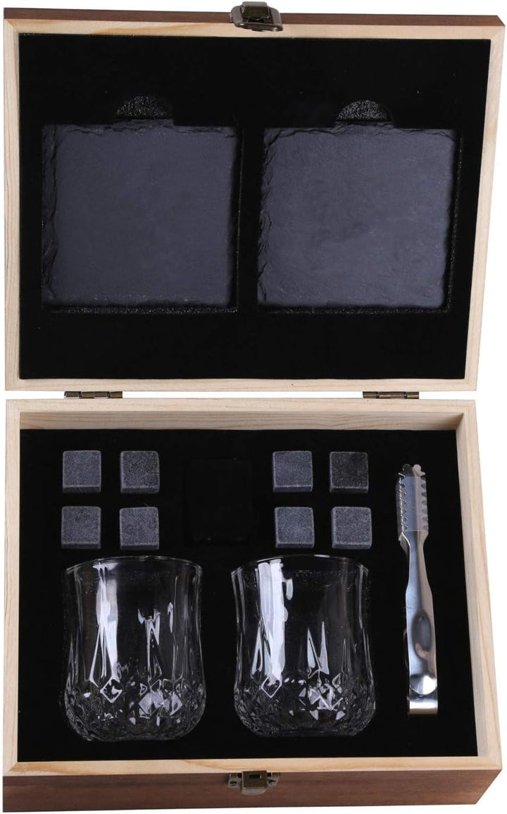 FORYOU24 Whisky Geschenk Box aus Holz mit Gravur des Namens Motiv Geburtstag I 2 Whiskeygläser I 2 S