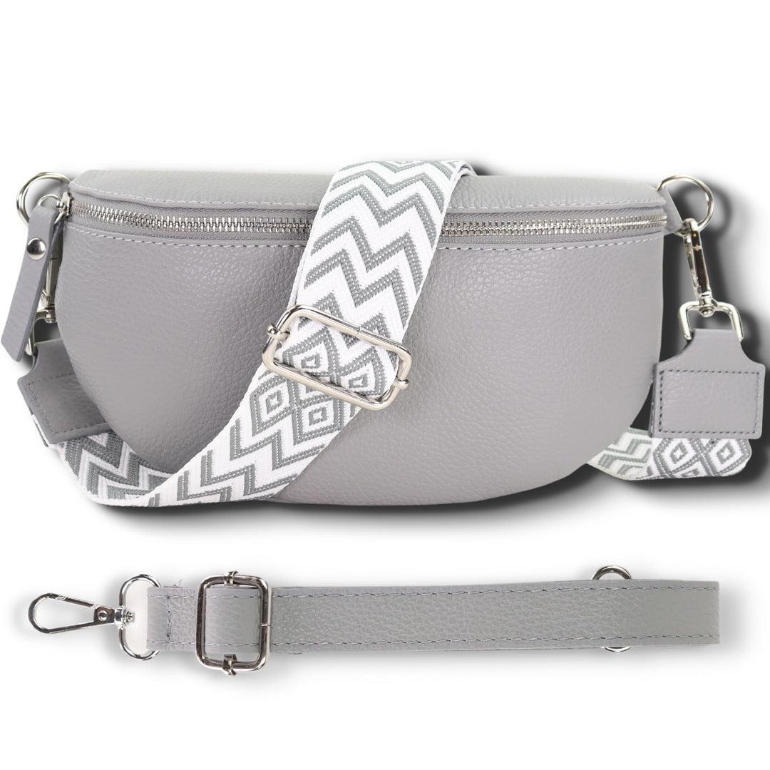 Blade Bauchtasche Damen Echtleder, stylische Gürteltasche Damen mit 2 gemusterten und Leder abnehmba