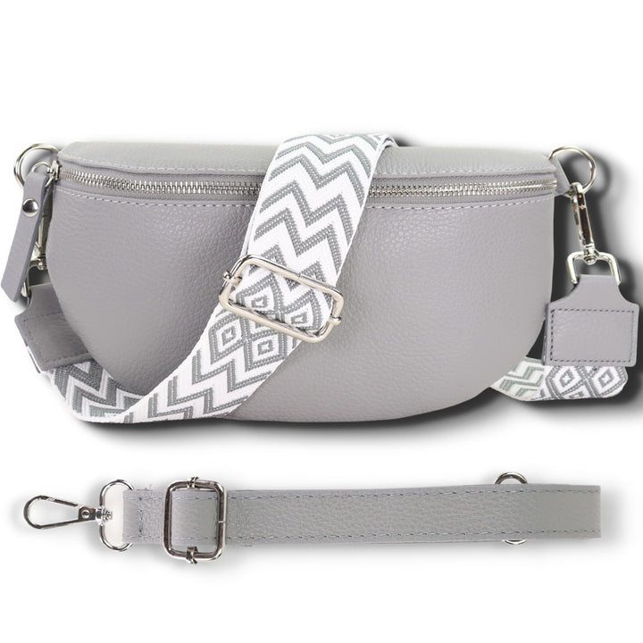 Blade Bauchtasche Damen Echtleder, stylische Gürteltasche Damen mit 2 gemusterten und Leder abnehmba