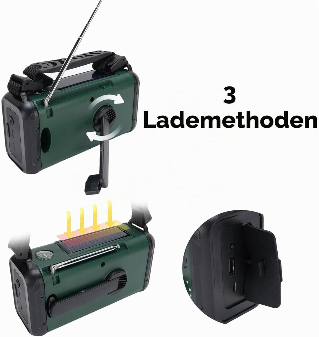 SEAFRONT Solar Kurbelradio, 10.000 MAh Notfallradio AM FM NOAA Wetterradio mit Leselicht, LED Tasche