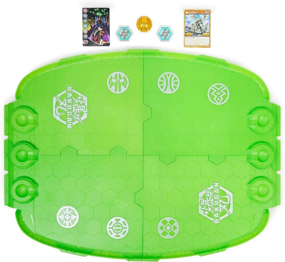 BAKUGAN Evo Battle Arena, zerlegbares Spielfeld in neongrün mit exklusivem Aurelus Leonidas