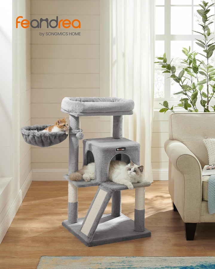 Feandrea Kratzbaum, Katzenbaum mit grosser Plattform, hellgrau PCT51W, hellgrau