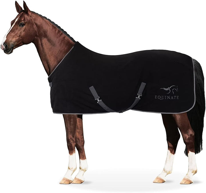 Equinate Abschwitzdecke Nevada aus Fleece mit Widerristpolster und Kreuzbegurtung 165cm Schwarz Schw