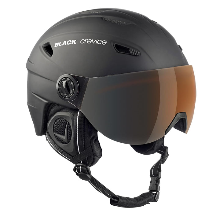 Black Crevice Skihelm Silvretta I Skihelm mit Visier im Pilotenstyle I Skihelm Herren & Damen I Skih